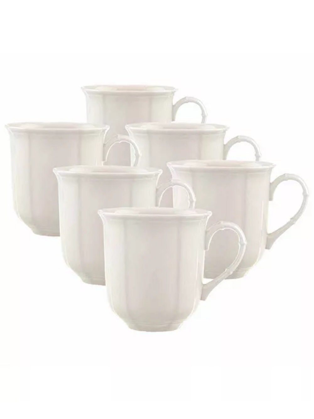 Villeroy & Boch Manoir white porcelain coffee mugs (Set of 6)